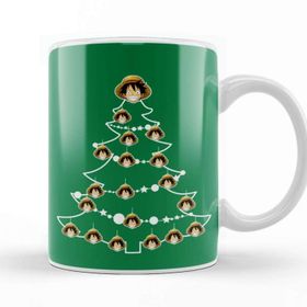 Baskı Dükkanı One Piece Luffy Christmas Tree Baubles Kupa