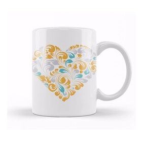 Baskı Dükkanı Ornamental Heart Aşk Kalp Kupa