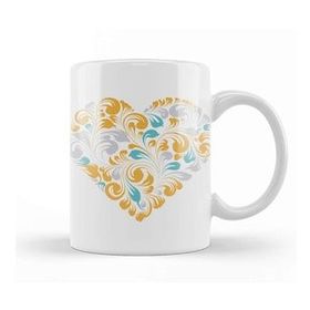 Baskı Dükkanı Ornamental Heart Aşk Kalp Kupa