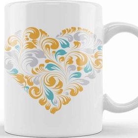 Baskı Dükkanı Ornamental Heart Aşk Kalp Kupa