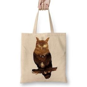Baskı Dükkanı Owl Sunset Baykuş Bez Çanta