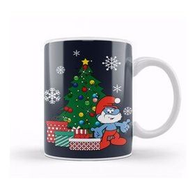 Baskı Dükkanı Papa Smurf Around The Christmas Tree Kupa