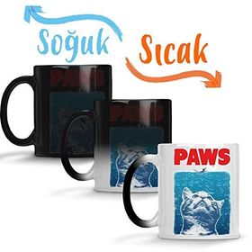 Baskı Dükkanı Paws Jaws Horror Korku Film Movie Spielberg Crossover Sihirli Porselen Kupa