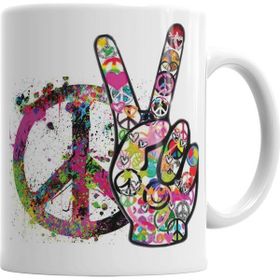 Baskı Dükkanı Peace Barış Simge 2 Sihirli Porselen Kupa