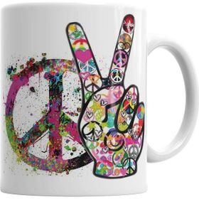 Baskı Dükkanı Peace Barış Simge 2 Sihirli Porselen Kupa