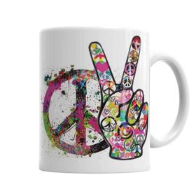 Baskı Dükkanı Peace Barış Simge 2 Sihirli Porselen Kupa