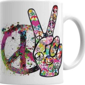 Baskı Dükkanı Peace Barış Simge 2 Sihirli Porselen Kupa