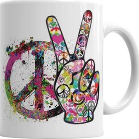Baskı Dükkanı Peace Barış Simge 2 Sihirli Porselen Kupa