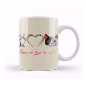 Baskı Dükkanı Peace Love Cats Awesome Gift Fashion Peace Love Cats Funny Summer Female Kupa