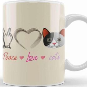 Baskı Dükkanı Peace Love Cats Awesome Gift Fashion Peace Love Cats Funny Summer Female Kupa