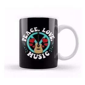 Baskı Dükkanı Peace Love Music Awesome Hippie Pacifist Festival Kupa