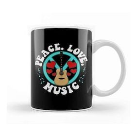Baskı Dükkanı Peace Love Music Awesome Hippie Pacifist Festival Kupa