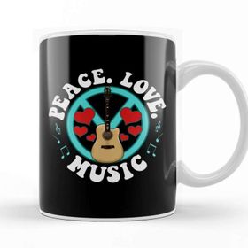 Baskı Dükkanı Peace Love Music Awesome Hippie Pacifist Festival Kupa