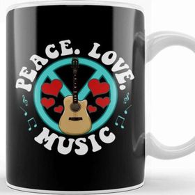 Baskı Dükkanı Peace Love Music Awesome Hippie Pacifist Festival Kupa