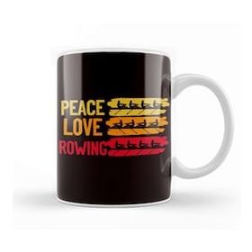 Baskı Dükkanı Peace Love Rowing Rowboat Water Sports Sculling Paddling Kupa
