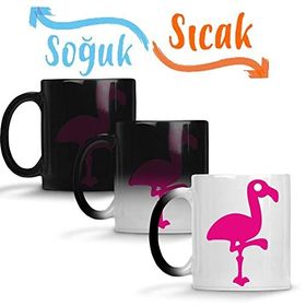 Baskı Dükkanı Pembe Yavru Flamingo 2 Sihirli Porselen Kupa