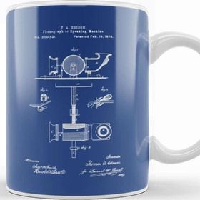 Baskı Dükkanı Phonograph Patent Blueprint Thomas Edison Kupa