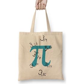 Baskı Dükkanı Pi Sayisi Mathematica Matematik Özel Tasarim Pi Günü Bez Uzun Saplı Krem Rengi Çanta