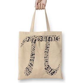 Baskı Dükkanı Pi Sayisi Mathematica Matematik Özel Tasarim Pi Günü Bez Uzun Saplı Krem Rengi Çanta