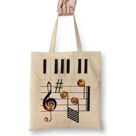 Baskı Dükkanı Piano Piyano Müzik Notaları Bez Çanta