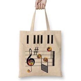 Baskı Dükkanı Piano Piyano Müzik Notaları Bez Çanta