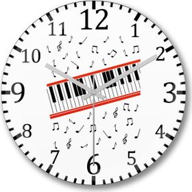 Baskı Dükkanı Piano Piyano Müzik Notaları Bombeli Gerçek Cam Duvar Saati