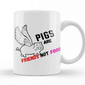 Baskı Dükkanı Pigs Are Friends Not Food Animal Rights Pıgs Are Frıends Not Food Animal Rights Vegan Gift Sticker Kupa