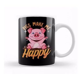 Baskı Dükkanı Pigs Make Me Happy Adorable Piglet Kupa