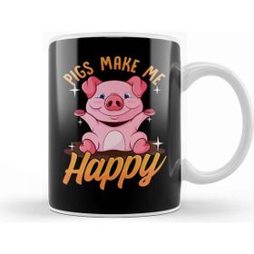 Baskı Dükkanı Pigs Make Me Happy Adorable Piglet Kupa
