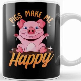 Baskı Dükkanı Pigs Make Me Happy Adorable Piglet Kupa