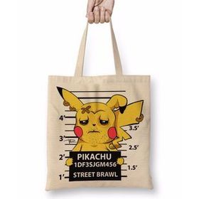 Baskı Dükkanı Pikachu Bad Boy Pokemon Bez Çanta