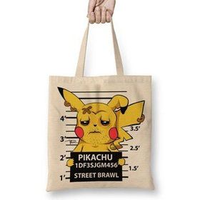 Baskı Dükkanı Pikachu Bad Boy Pokemon Bez Çanta
