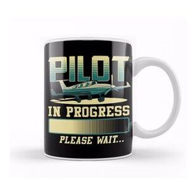 Baskı Dükkanı Pilot in Progress Please Wait Airplane Pilot Kupa
