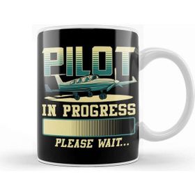 Baskı Dükkanı Pilot in Progress Please Wait Airplane Pilot Kupa