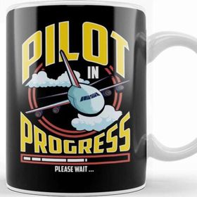 Baskı Dükkanı Pilot in Progress Please Wait Airplane Pilot Kupa