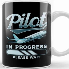 Baskı Dükkanı Pilot in Progress Please Wait Airplane Pilot Kupa