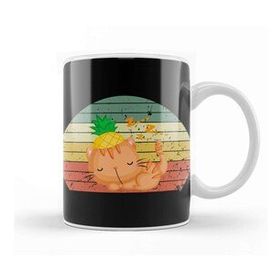 Baskı Dükkanı Pineapple And Cat Retro Vintage Kupa