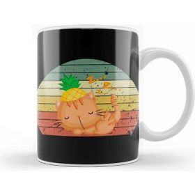 Baskı Dükkanı Pineapple And Cat Retro Vintage Kupa
