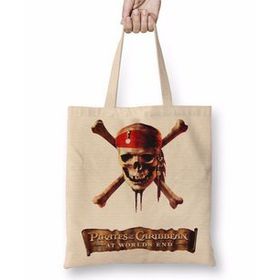 Baskı Dükkanı Pirates Of The Caribbean Bez Uzun Saplı Krem Rengi Çanta