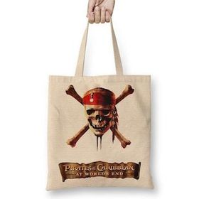 Baskı Dükkanı Pirates Of The Caribbean Bez Uzun Saplı Krem Rengi Çanta