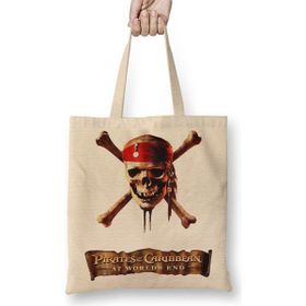 Baskı Dükkanı Pirates Of The Caribbean Bez Uzun Saplı Krem Rengi Çanta
