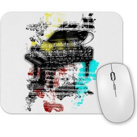 Baskı Dükkanı Piyano Müzik Renkli Müzik Notaları Mouse Pad