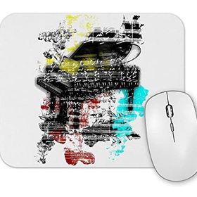 Baskı Dükkanı Piyano Müzik Renkli Müzik Notaları Mouse Pad
