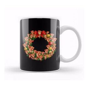Baskı Dükkanı Pizza Multiface Christmas Wreath Kupa