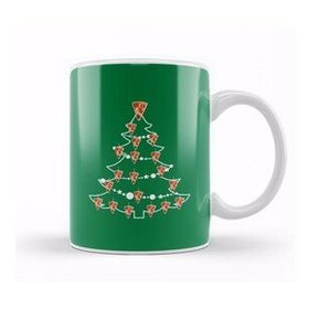 Baskı Dükkanı Pizza Slice Christmas Tree Baubles Kupa