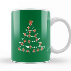 Baskı Dükkanı Pizza Slice Christmas Tree Baubles Kupa