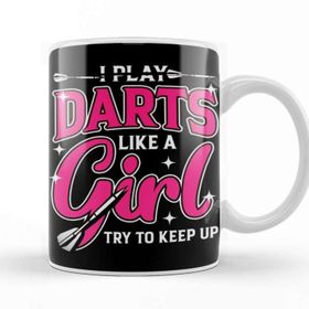 Baskı Dükkanı Play Darts Like Girl Dart Player Bullseye Dartboard Arrow Kupa Bardak