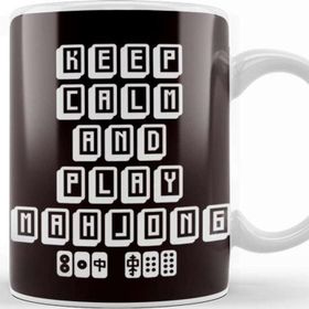 Baskı Dükkanı Play Mahjong Tiles Mah-Jongg Player Chinese Board Game Fan Porselen 330 ml Beyaz Kupa Bardak