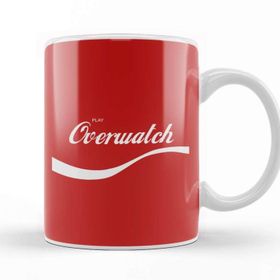 Baskı Dükkanı Play Overwatch Coke Logo Porselen 330 ml Beyaz Kupa Bardak
