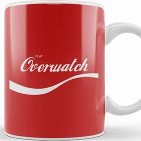 Baskı Dükkanı Play Overwatch Coke Logo Porselen 330 ml Beyaz Kupa Bardak